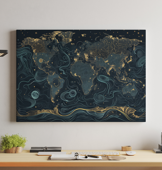 Generated World Map - Celestial Swirls