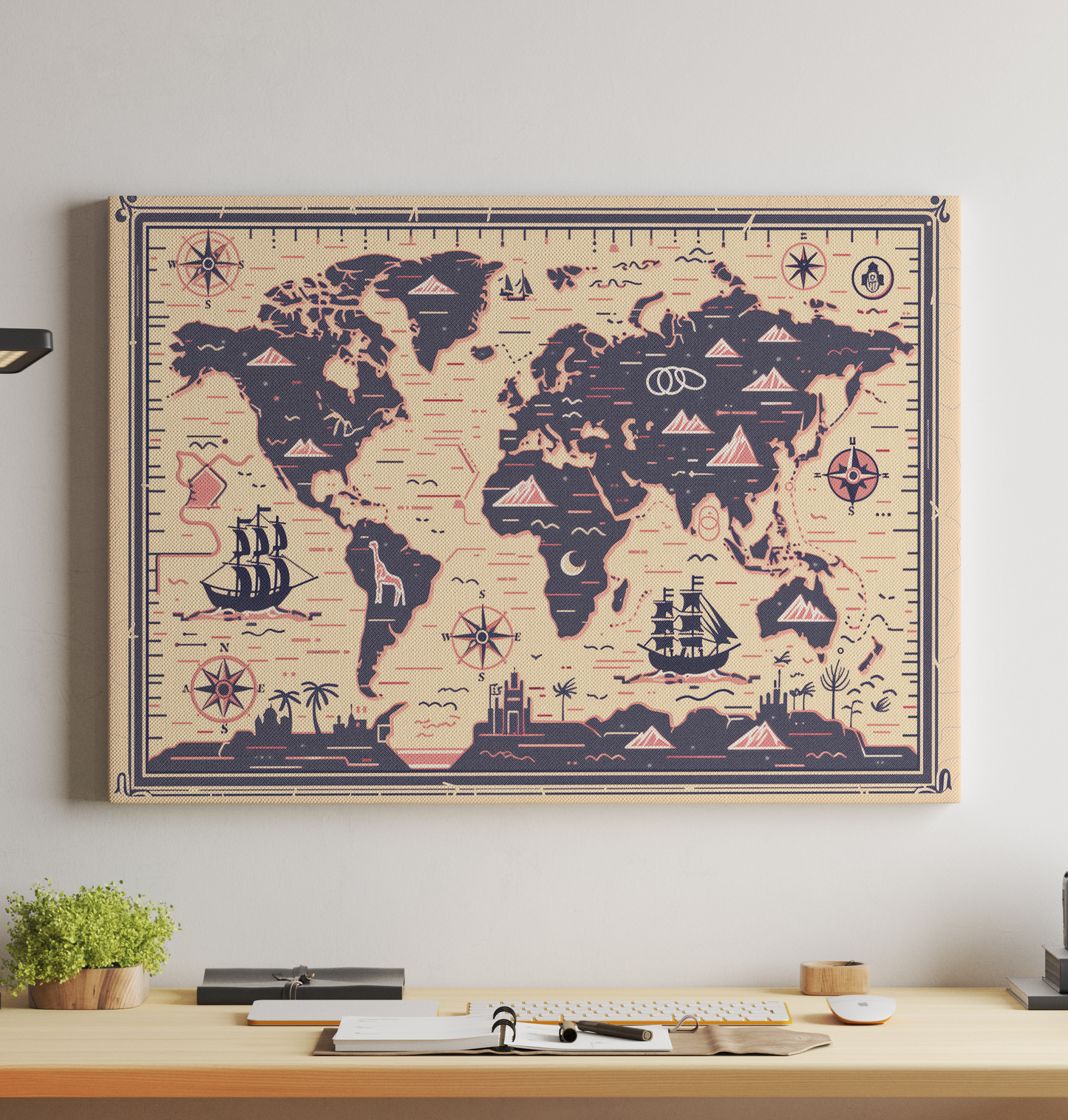 Generated Map - Light Brown and Navy Maritime