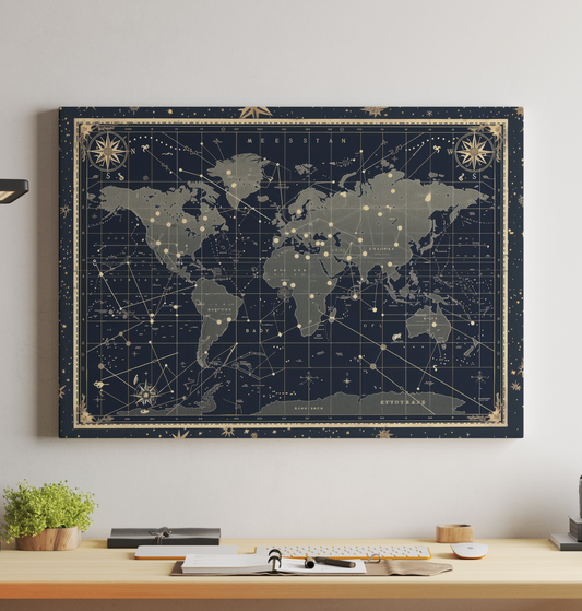 Generated World Map - Indigo Gold