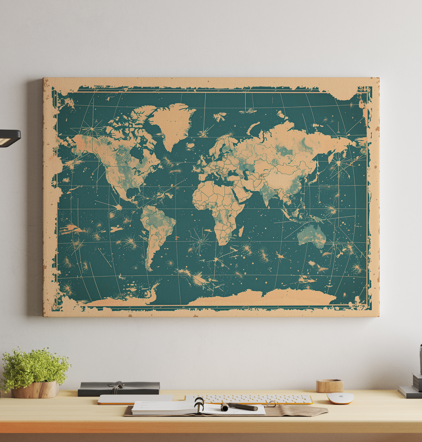 Generated World Map - Turquoise Stamp - KR Maps