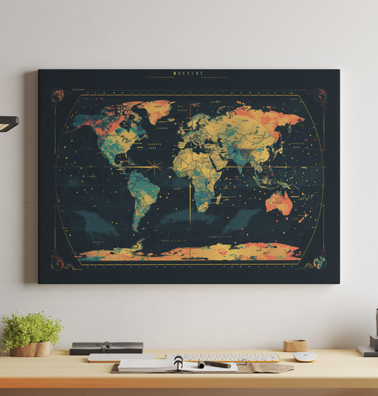 Generated World Map - Rainbow Night
