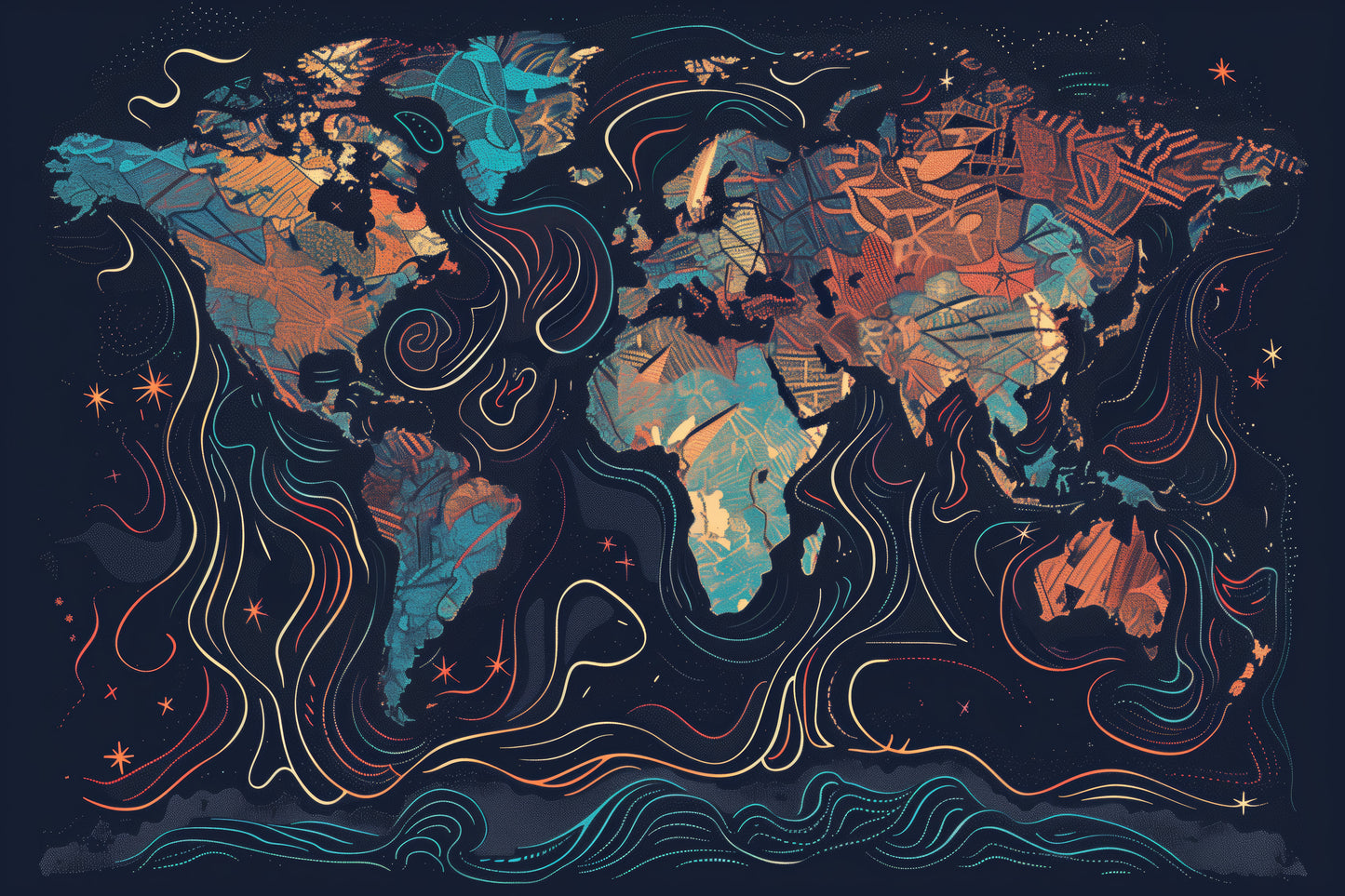 Generated World Map - Contemporary Color