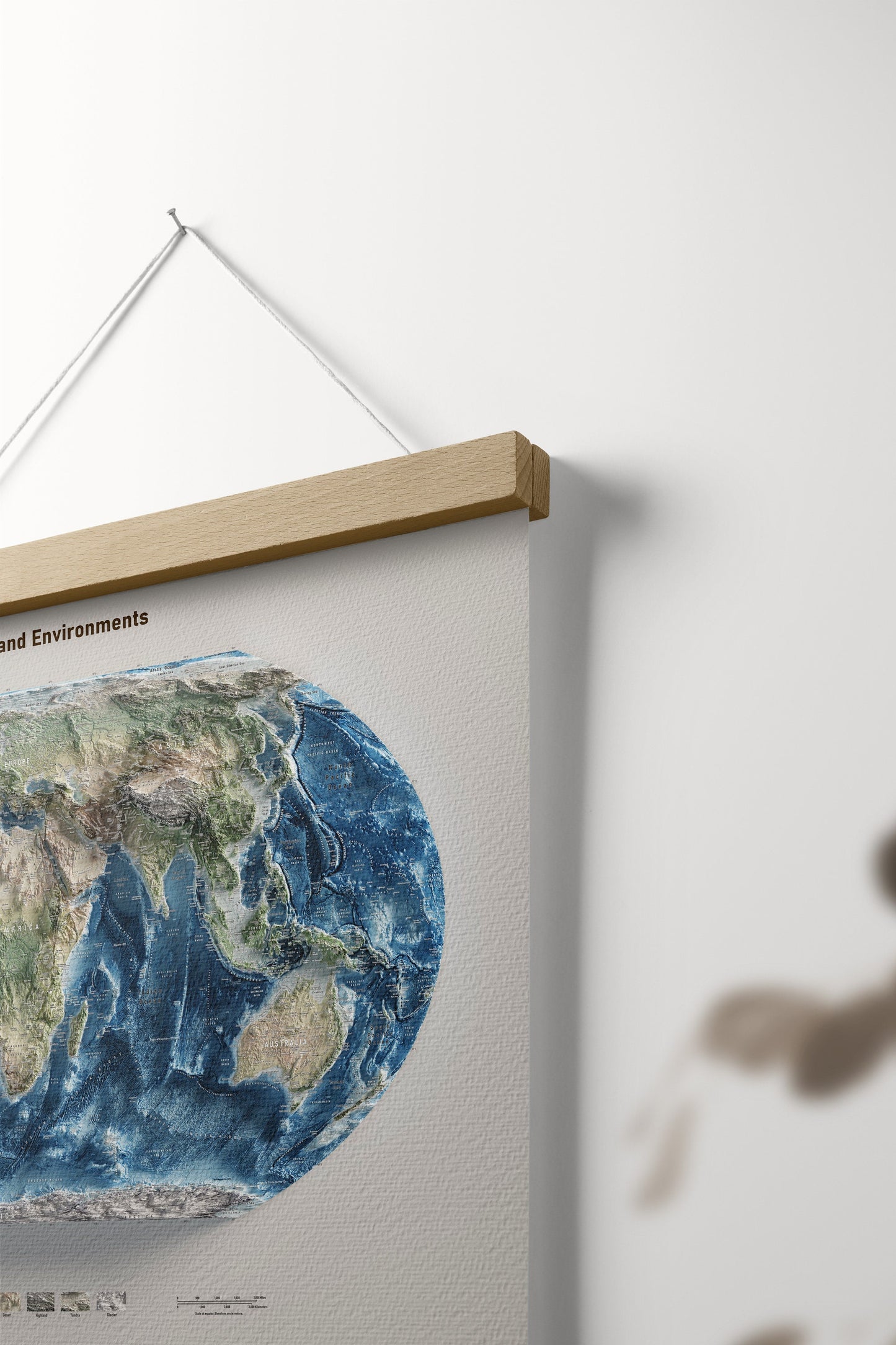 World Map - Equal Earth - Terrain and Elevation - Hydrography and Topography - Poster Print