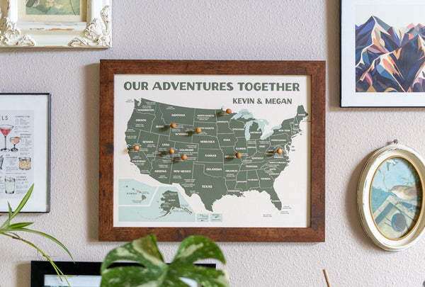 National Parks Push Pin Map – Personalized Adventure Map, Track Your National Park Travels, Personalized Anniversary Gift, 11x14"