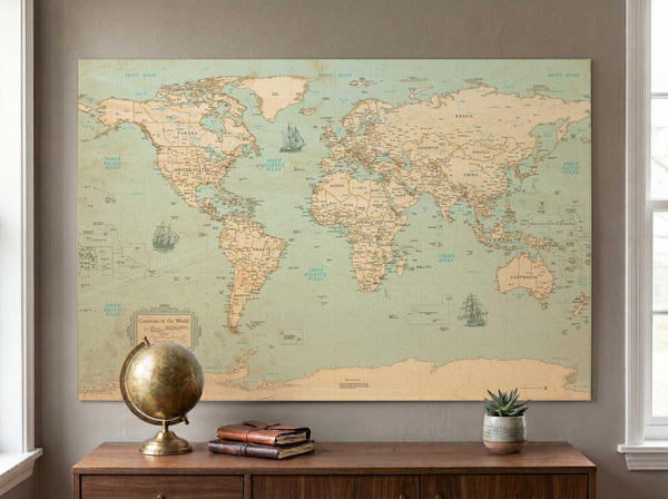 World Map Poster - Rustic Style