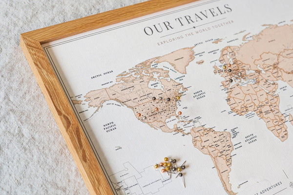 Push Pin World Map – Personalized Framed Travel Map with Pins