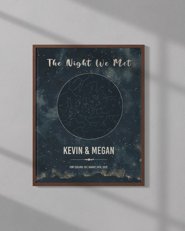 Custom Star Map - Illustrative Dark Blue Night Sky - KR Maps