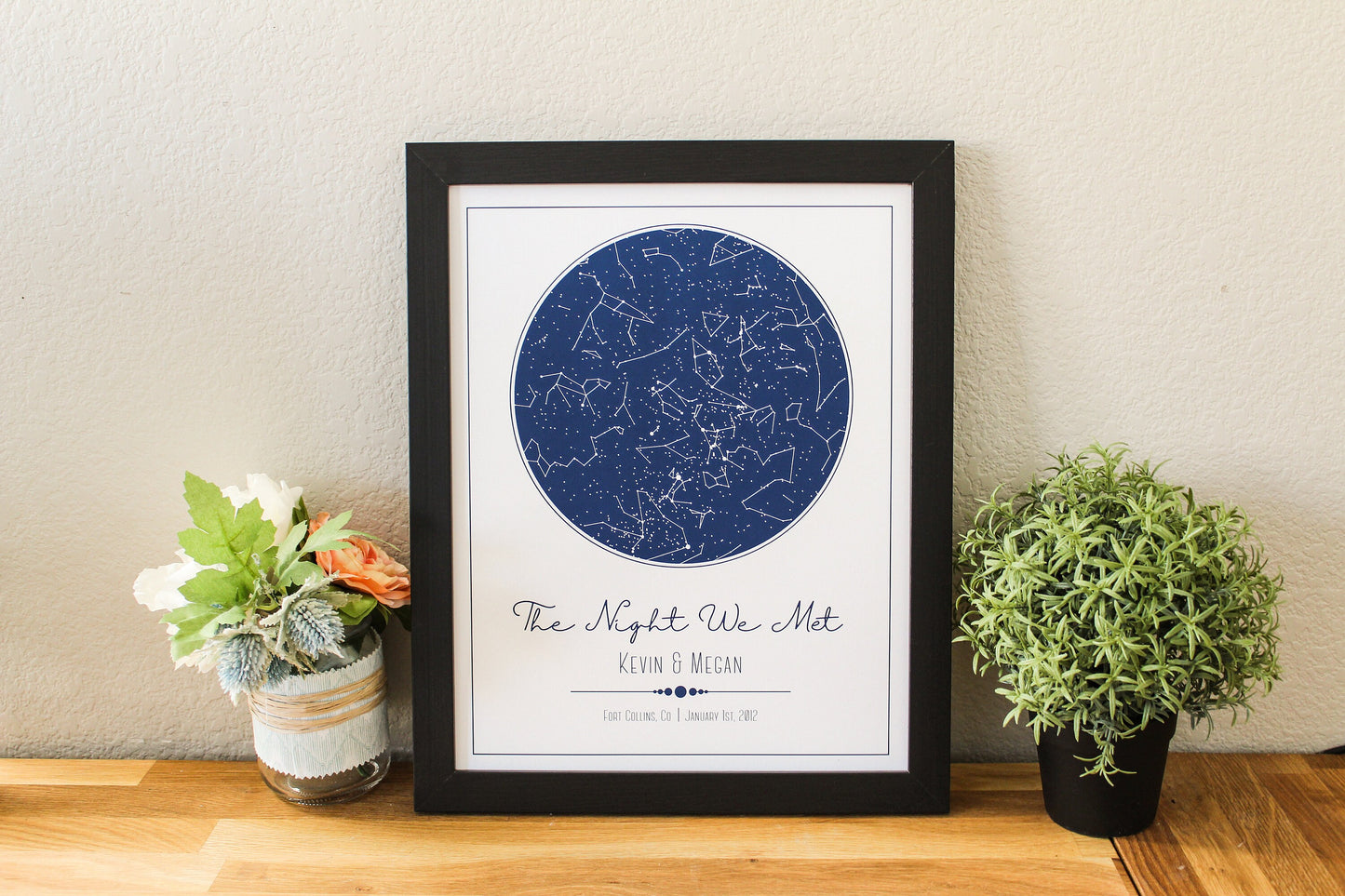 Custom Star Map White and Blue - 11x14" | Constellation Gift | Night Sky Custom Date and Location