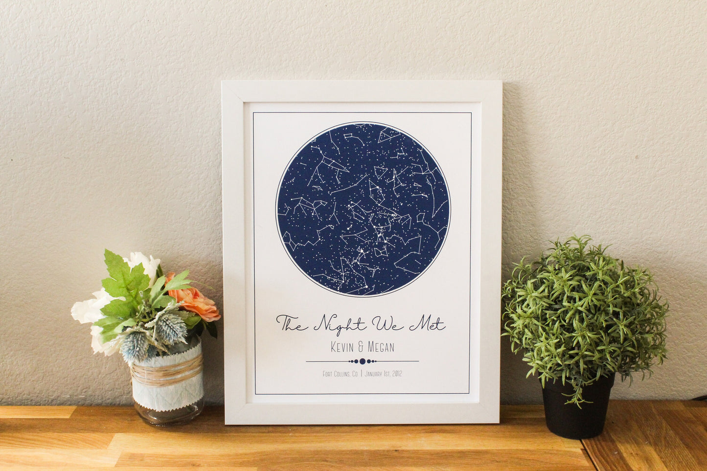 Custom Star Map White and Blue - 11x14" | Constellation Gift | Night Sky Custom Date and Location