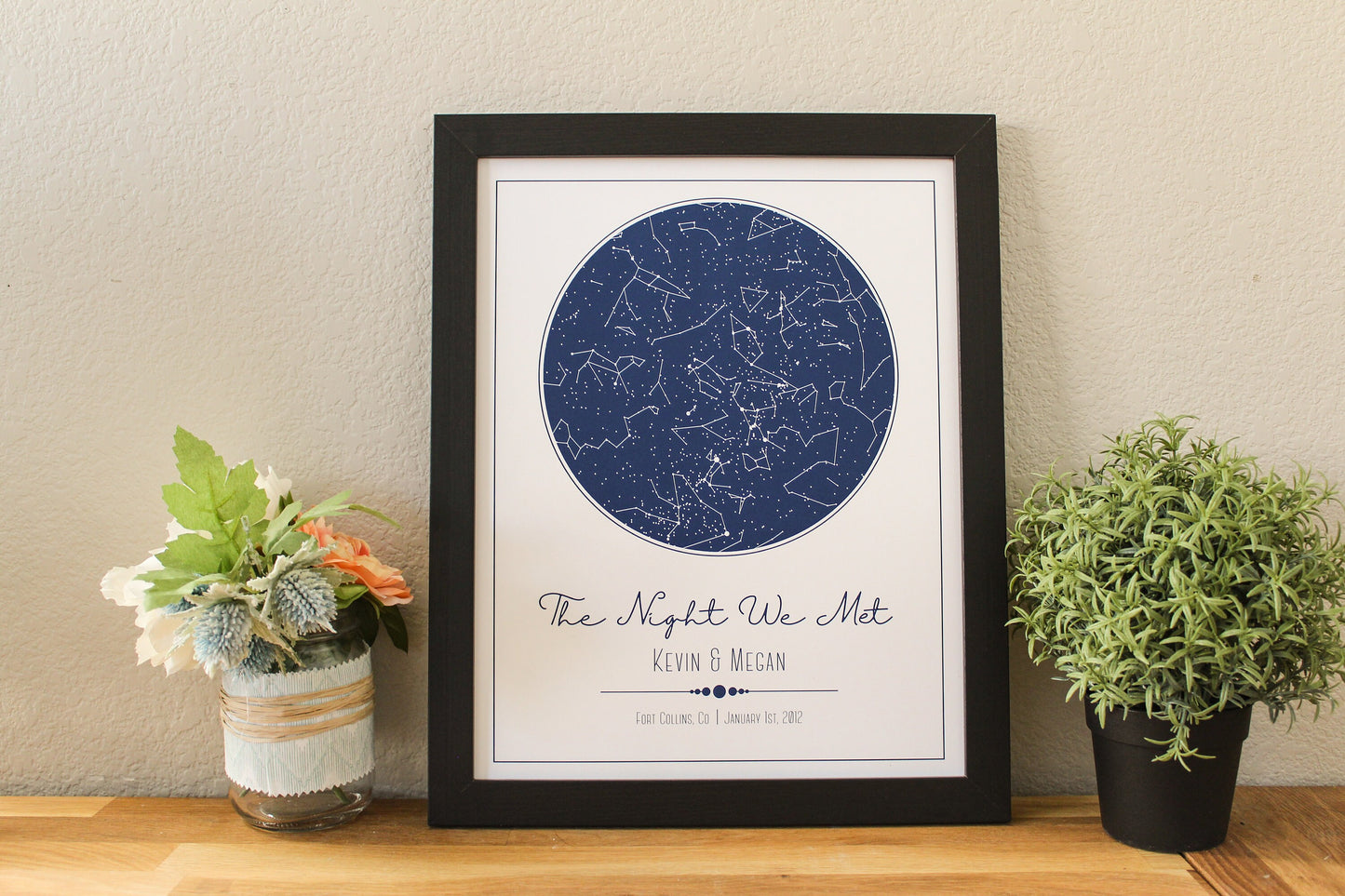 Custom Star Map White and Blue - 11x14" | Constellation Gift | Night Sky Custom Date and Location