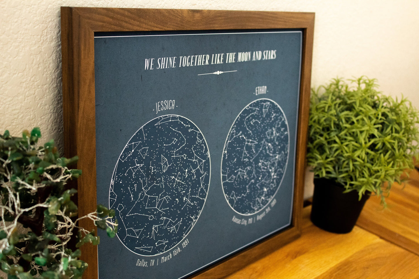 Custom Star Map Blue Two Person - 11x14" | Constellation Gift | Night Sky Custom Date and Location