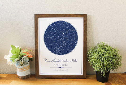 Custom Star Map White and Blue - 11x14" | Constellation Gift | Night Sky Custom Date and Location