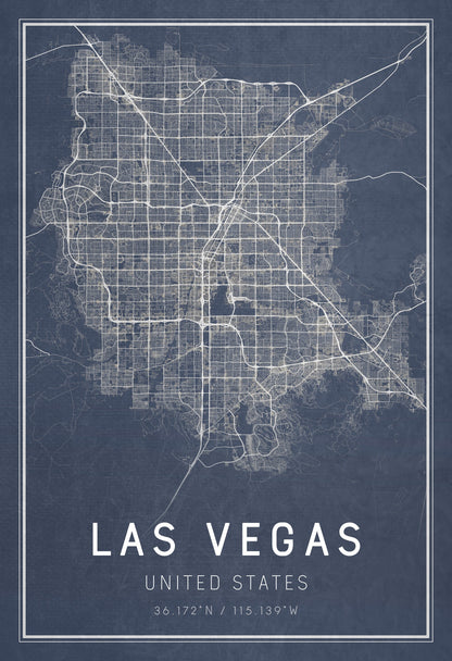 Blue Las Vegas Street Map Full Streets