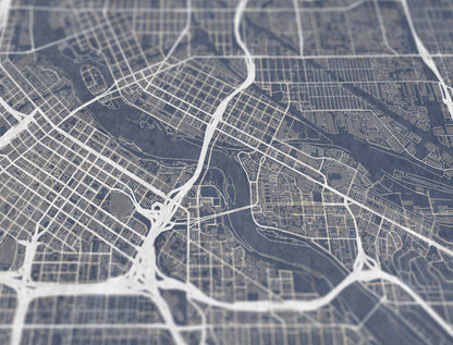 close up of Minneapolis streets map