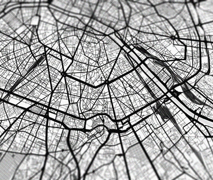 Closeup of Paris Streets map Detail