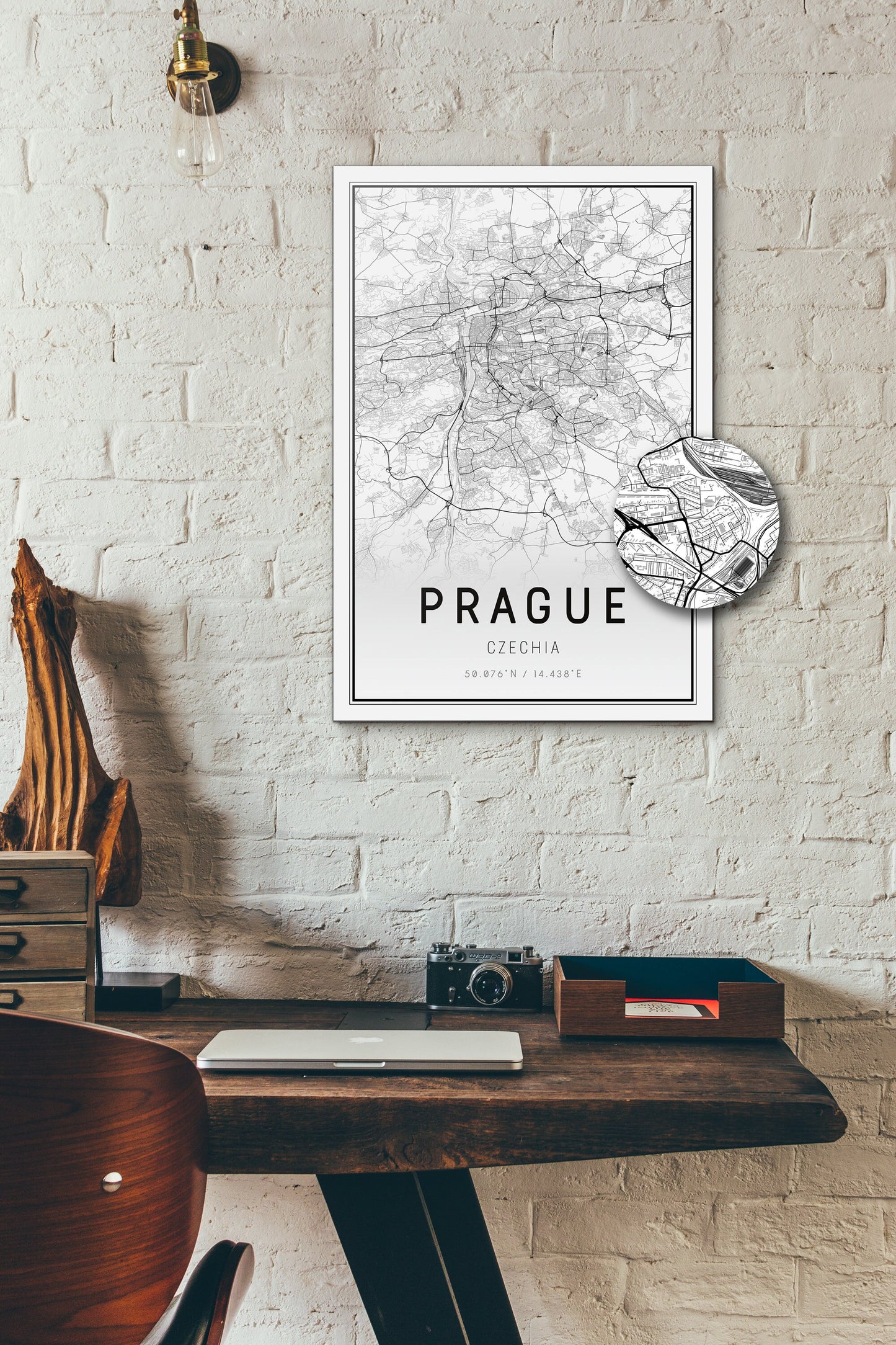 Prague Black and white Streets poster on the wall