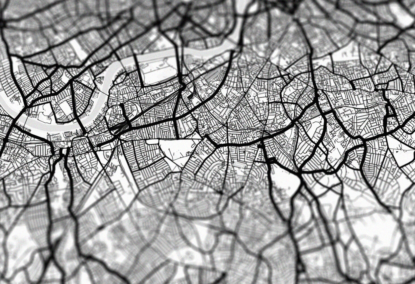 Closeup of Black and white London's Roads