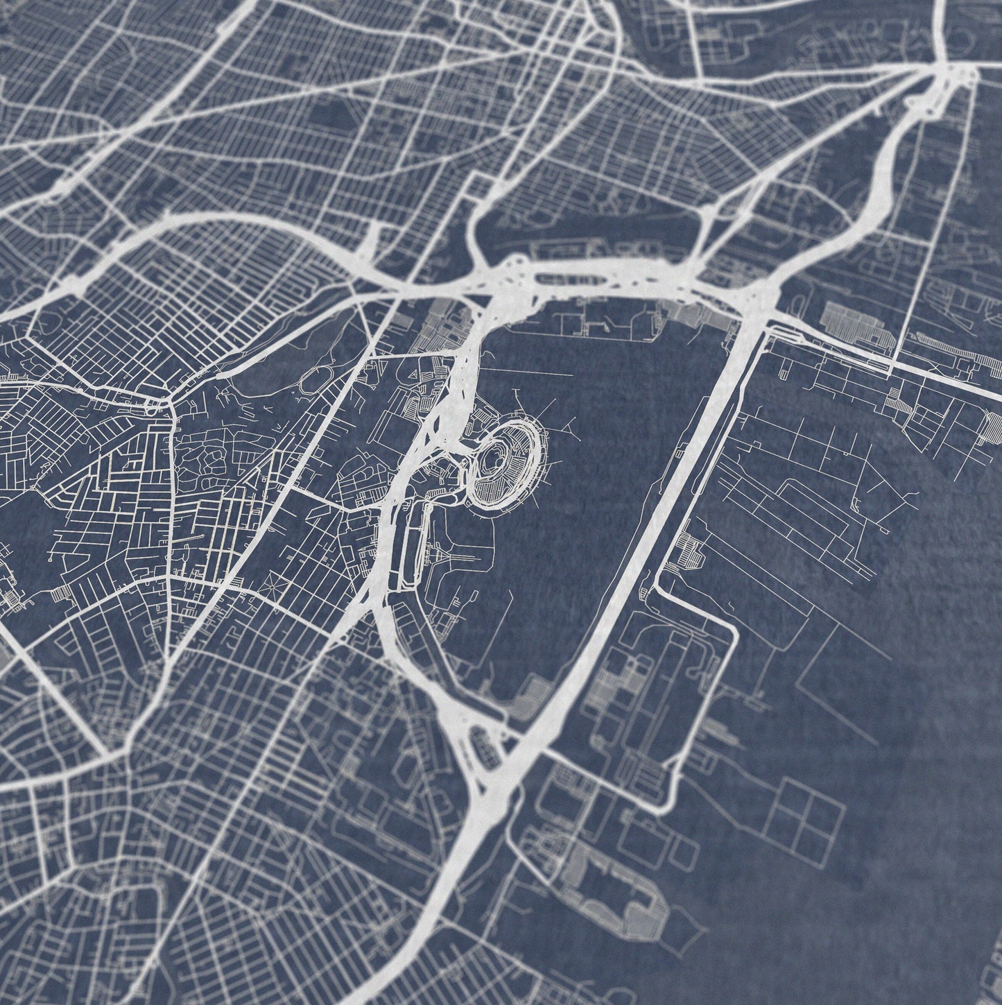 New York City Map Print Blue - 13x19 - Street Map of New York City showcasing iconic streets and landmarks.