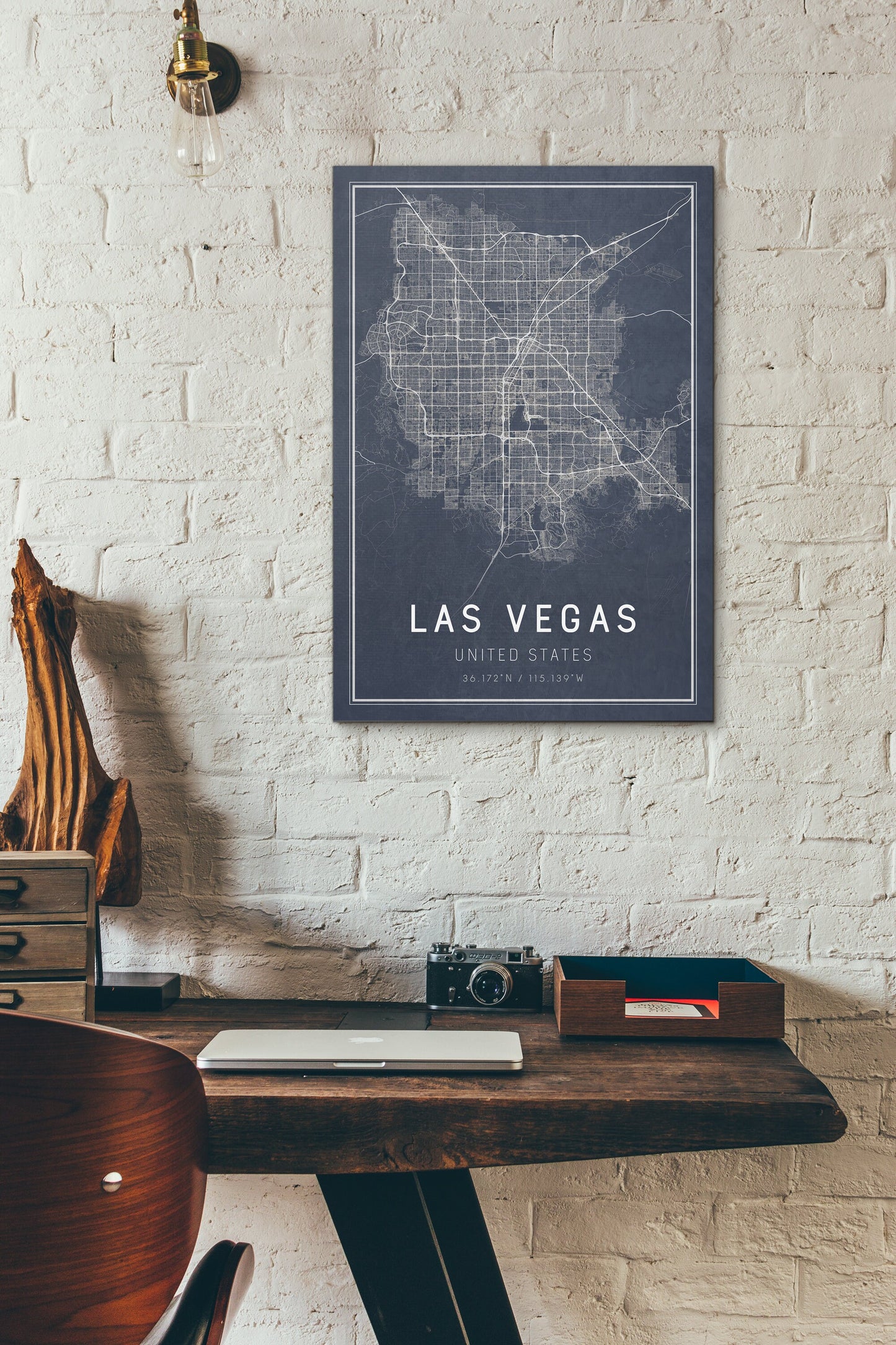 Blue Las Vegas Street Map Full on the Wall