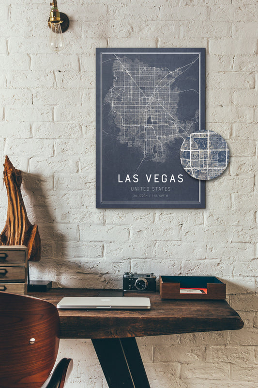 Blue Las Vegas Street Map Detailed