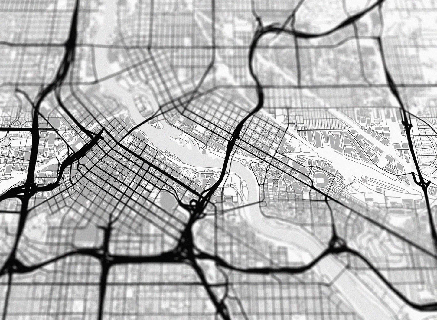 Minneapolis City Street Map Print Black and White 13x19"