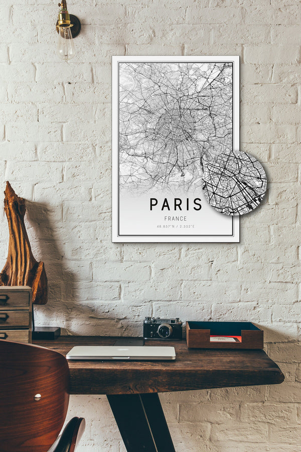 Paris City street map with inset detail