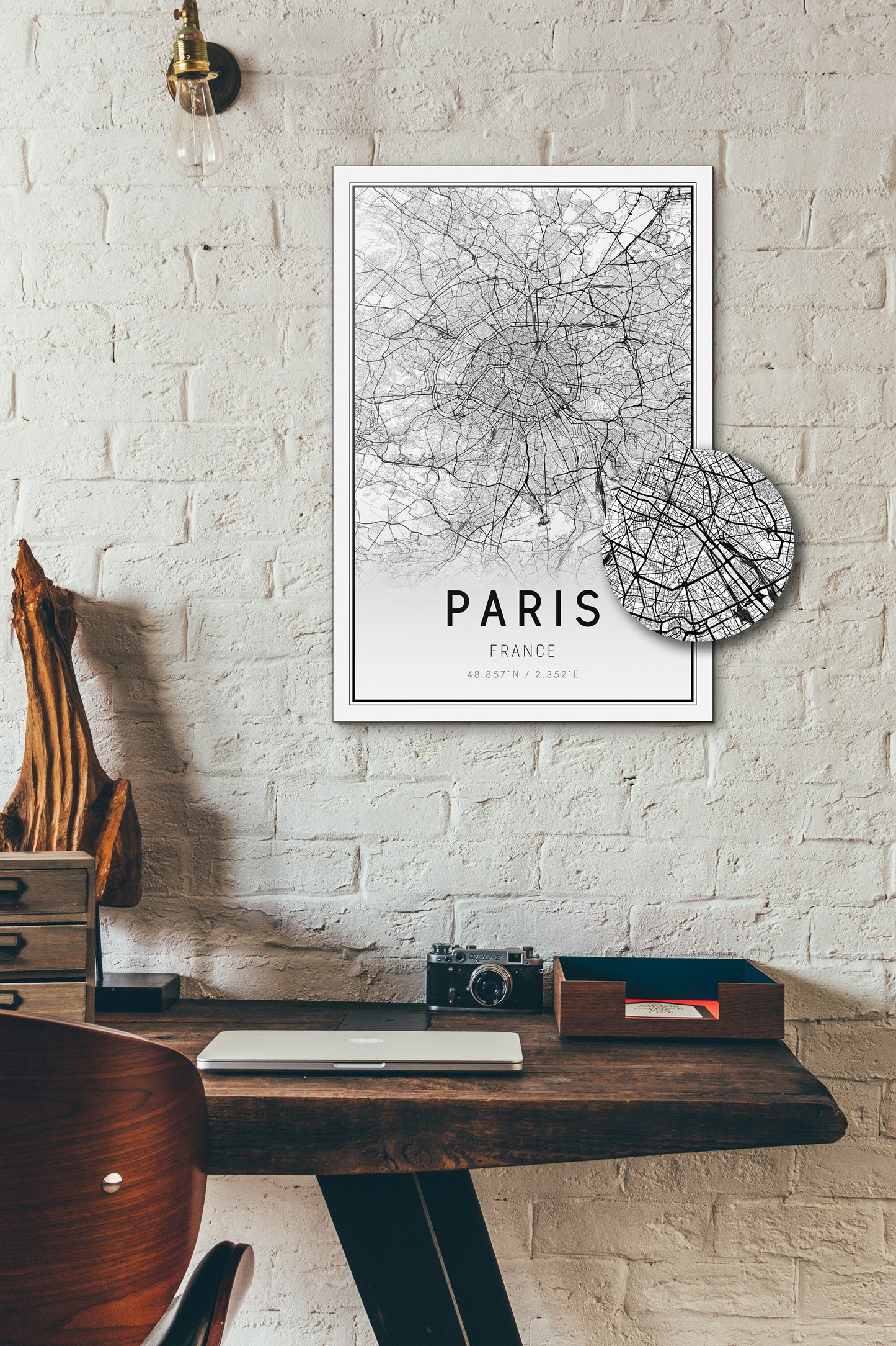 Paris City street map with inset detail