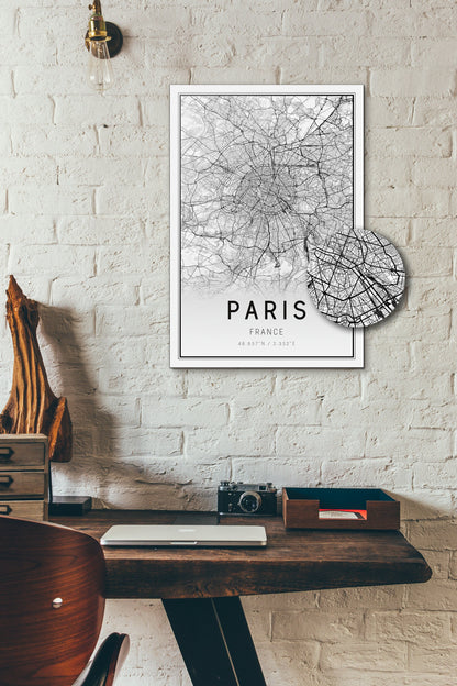 Paris City street map with inset detail