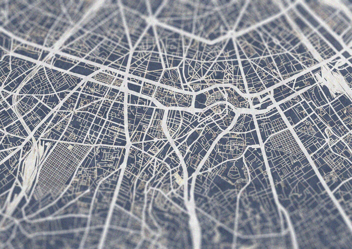 Closeup of Paris Streets blue map version