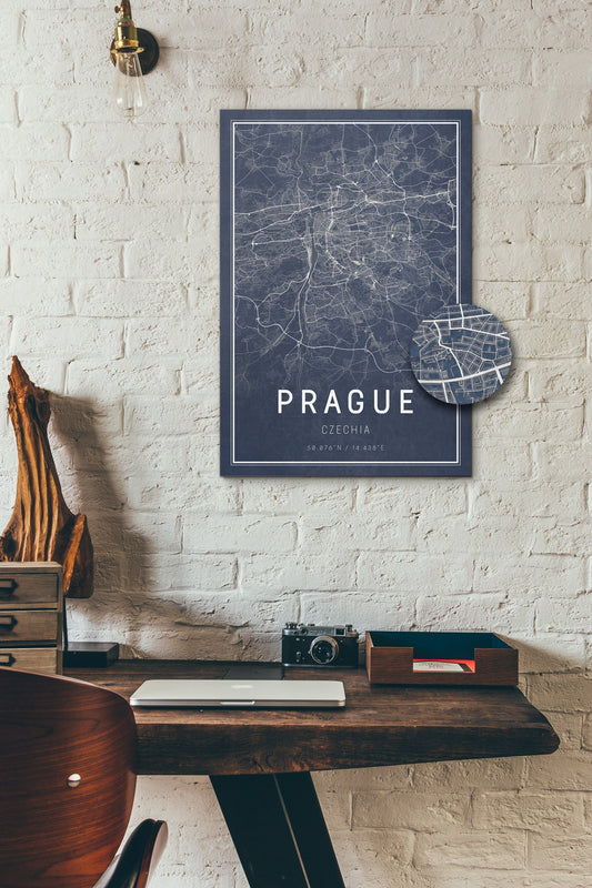 Prague Map Roads on wall
