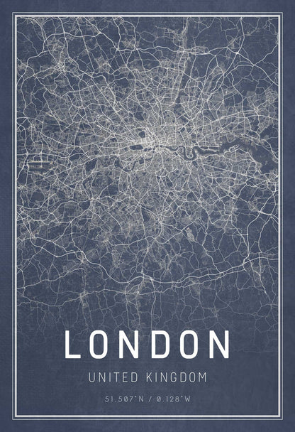 Large map of London Blue