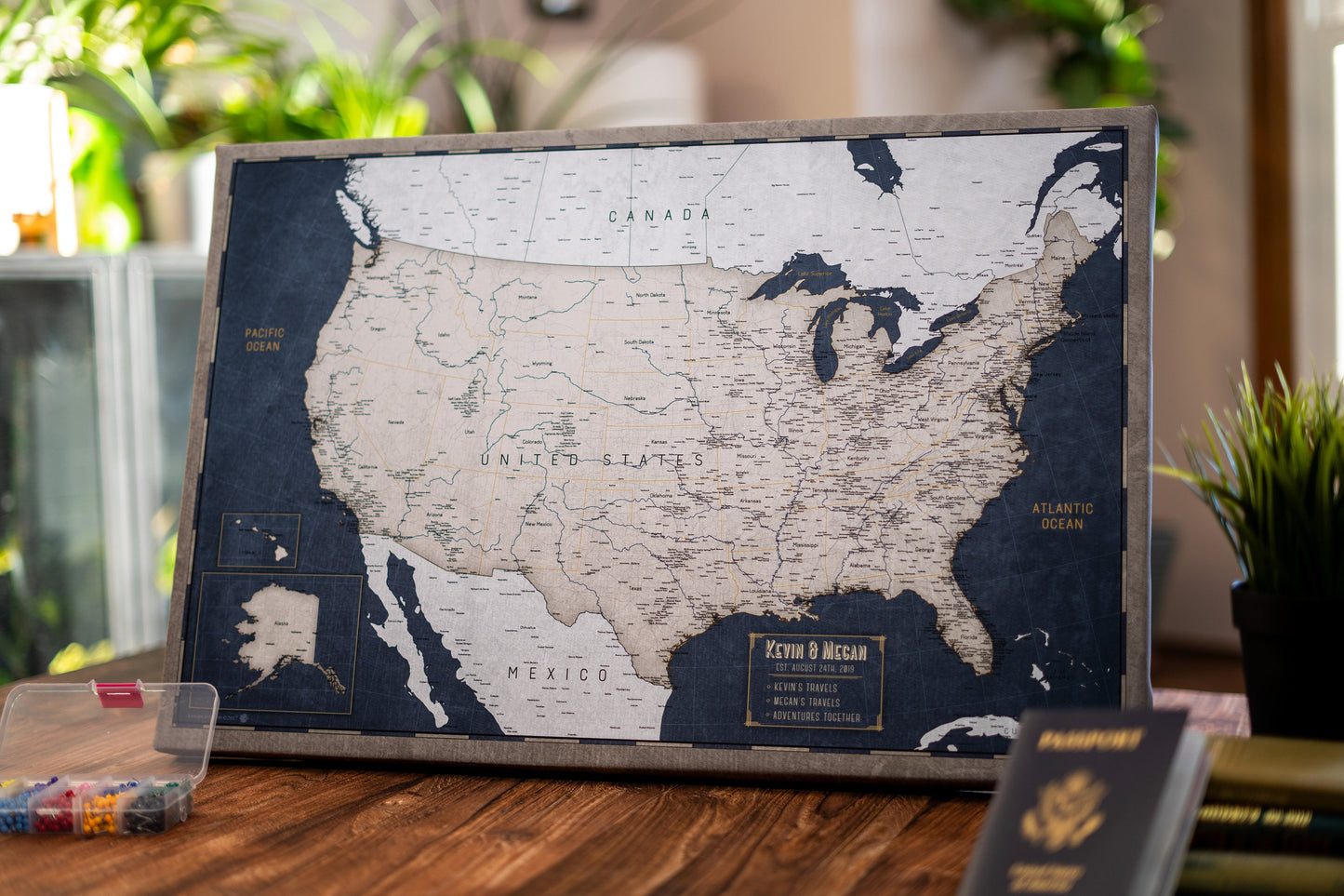 Push Pin Map - Executive Style USA Map