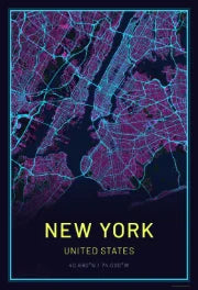 Neon city map