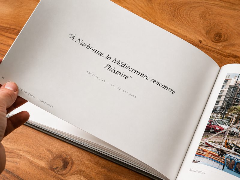 A chapter quote page facing a full-bleed photograph