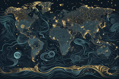Generated World Map - Celestial Swirls