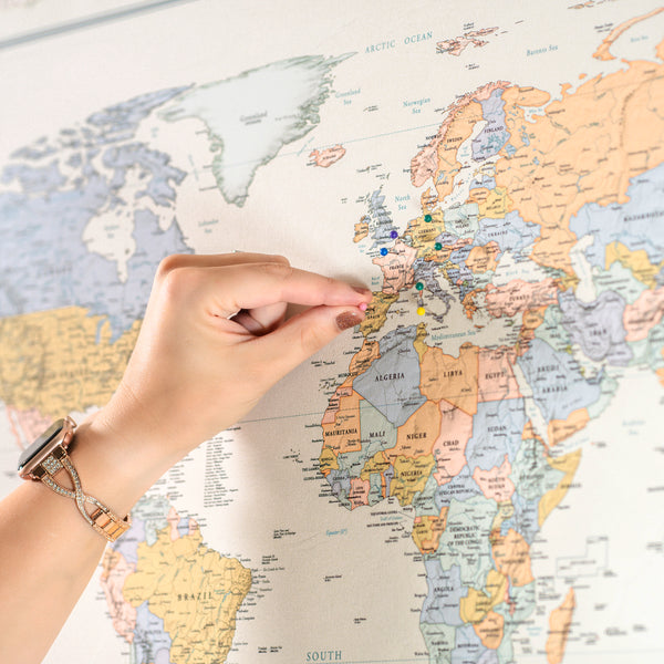 Push Pin Map - Colorful Style World Map