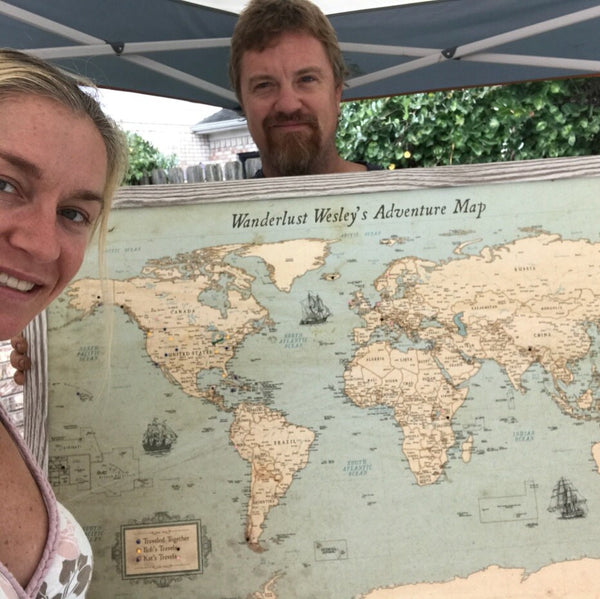 Customer push-pin map on a wall