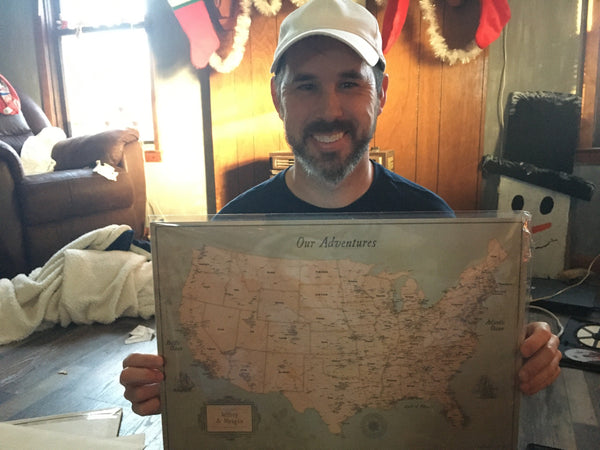 Customer push-pin map on a wall