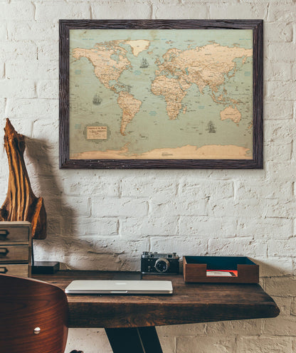 World Map Poster - Rustic Style