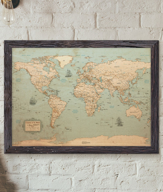 World Map Poster - Rustic Style