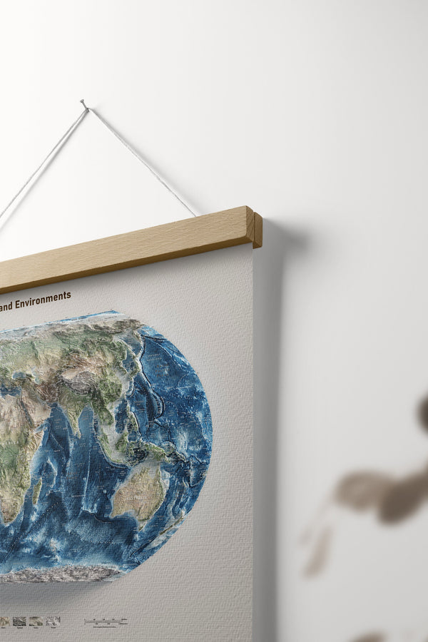 World Map - Equal Earth - Terrain and Elevation - Hydrography and Topography - Poster Print