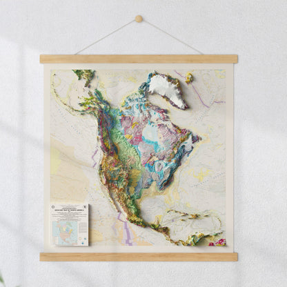 Map of the USA - 3D Relief - Geological - Terrain map - Poster Print