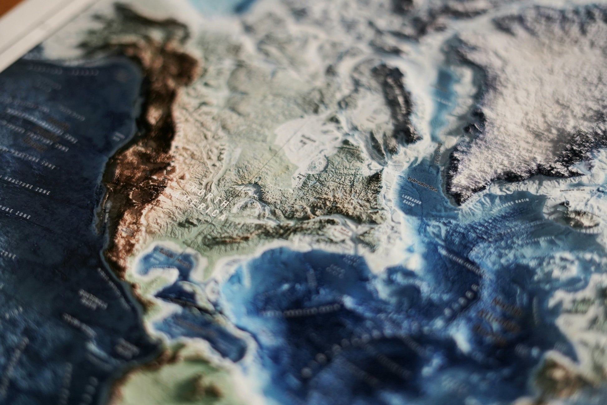 Physical Map of the World - 3D Relief Oceans and Geology Realistic render of the world - Terrain map - Poster Print