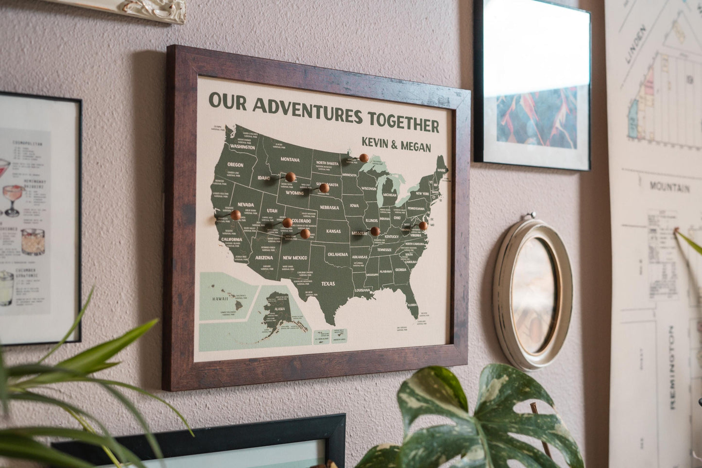 National Parks Push Pin Map – Personalized Adventure Map, Track Your National Park Travels, Personalized Anniversary Gift, 11x14"