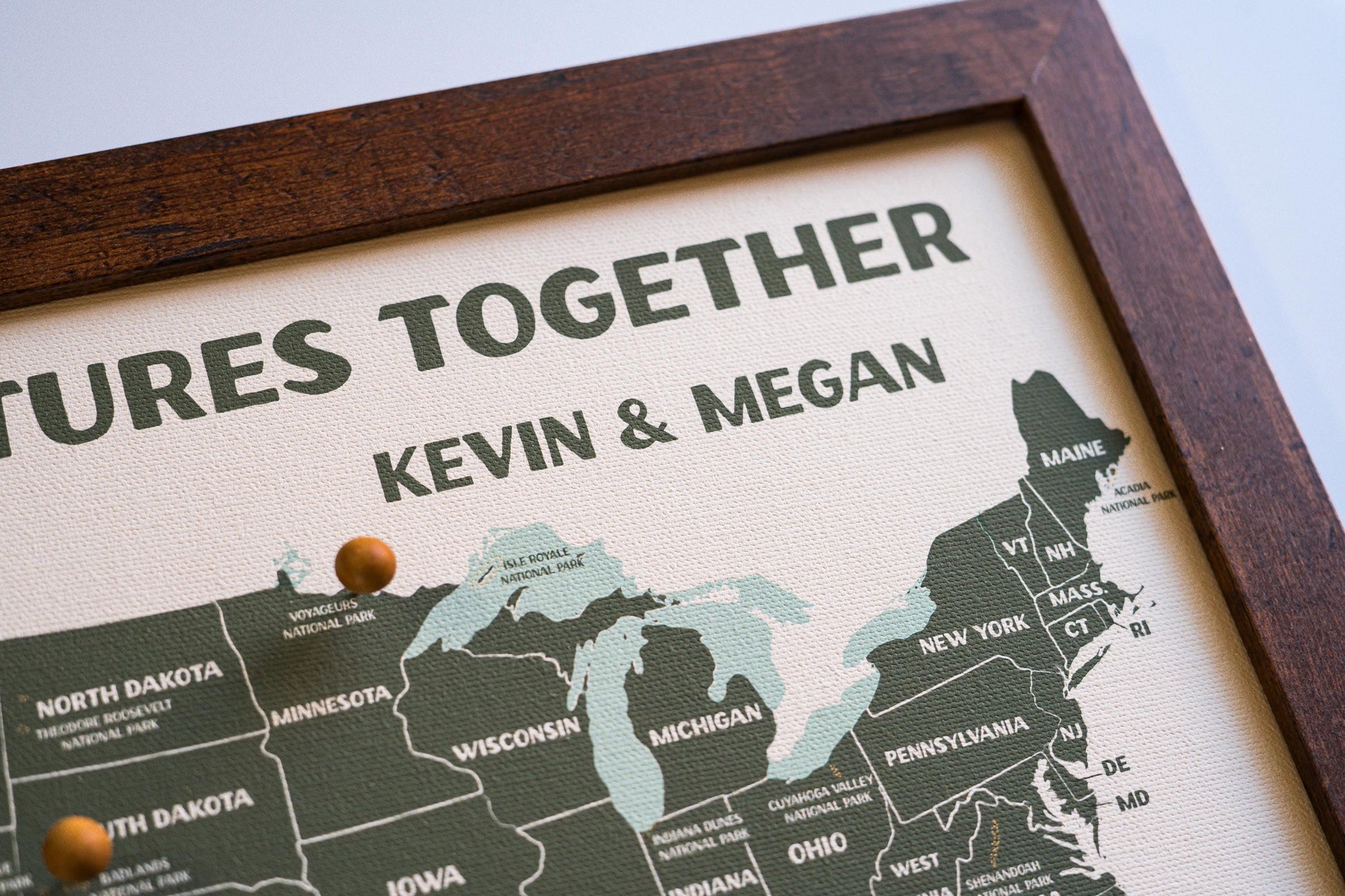 National Parks Push Pin Map – Personalized Adventure Map, Track Your National Park Travels, Personalized Anniversary Gift, 11x14"