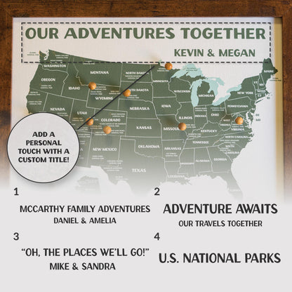 National Parks Push Pin Map – Personalized Adventure Map, Track Your National Park Travels, Personalized Anniversary Gift, 11x14"