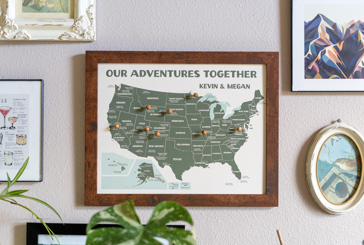 National Parks Push Pin Map – Personalized Adventure Map, Track Your National Park Travels, Personalized Anniversary Gift, 11x14"
