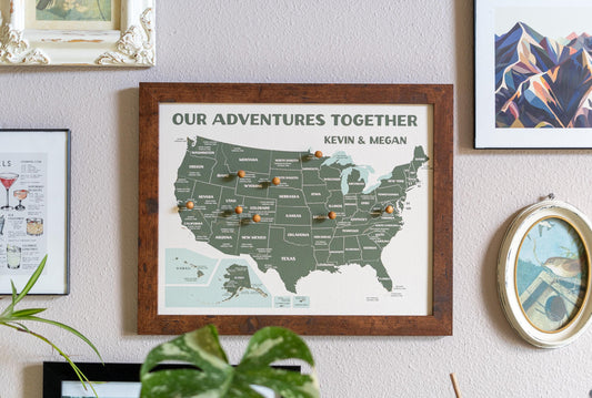 National Parks Push Pin Map – Personalized Adventure Map, Track Your National Park Travels, Personalized Anniversary Gift, 11x14"