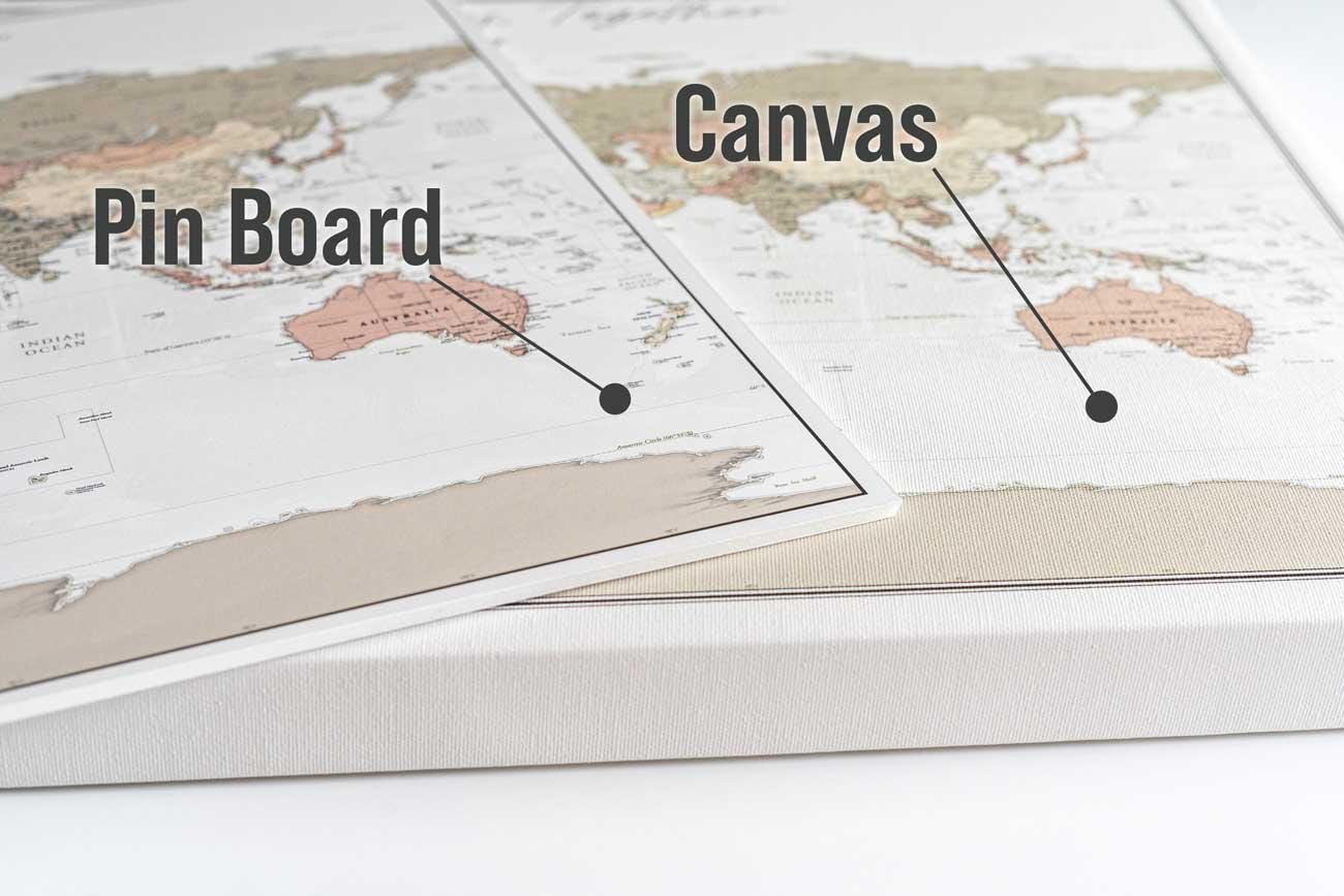 Vibrant USA Push Pin Travel Map - Personalized US Map - 24x16" or 24x36" - Canvas or Pinboard - Unique Travel Gift