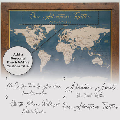 Personalized Push Pin World Map, 2nd Cotton Anniversary Gift For Husband, Travel Tracker Canvas